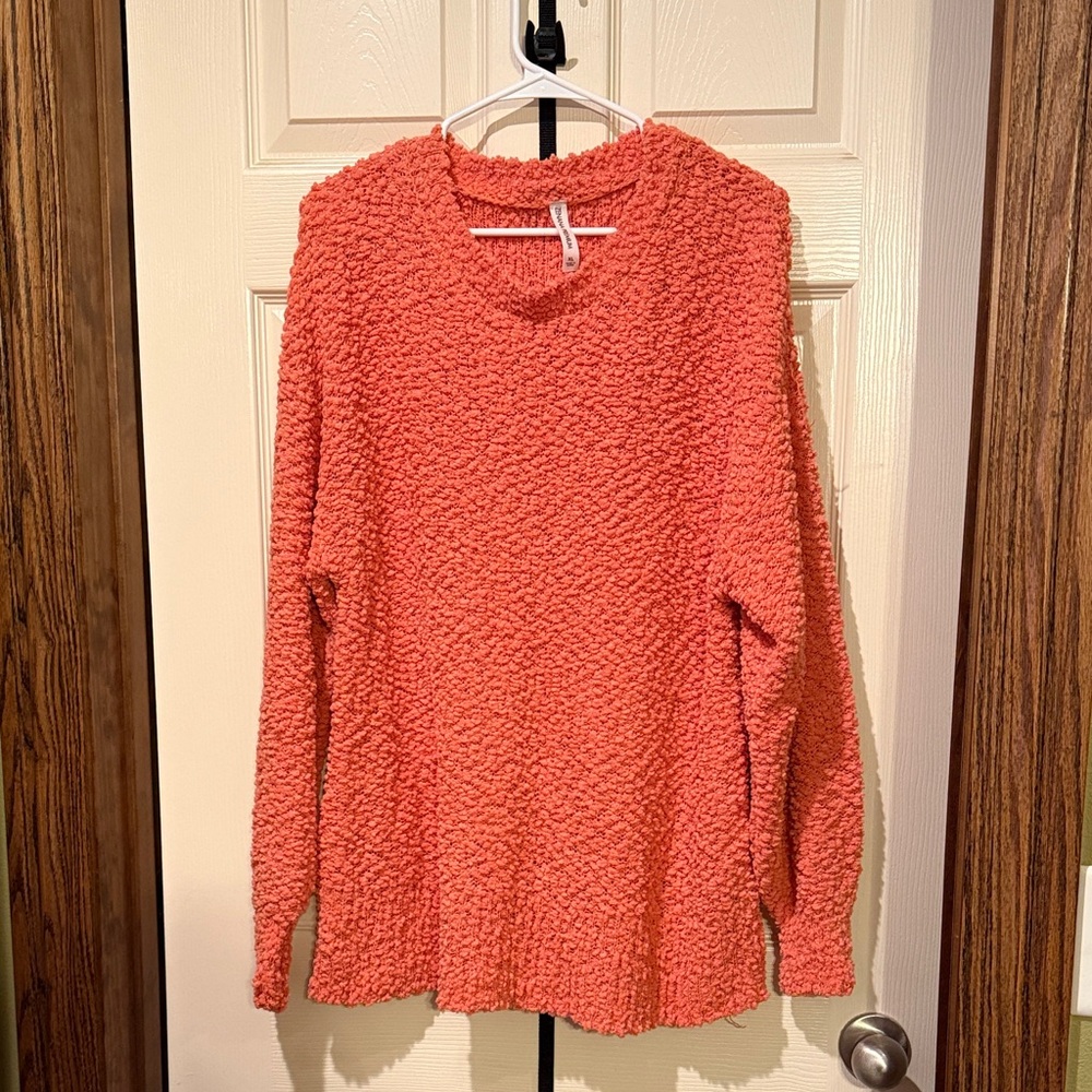 Cozy Coral Textured Women's Sweater